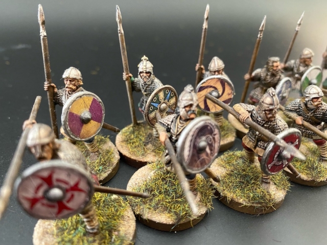 Saxon Thegns singly mounted, close up.