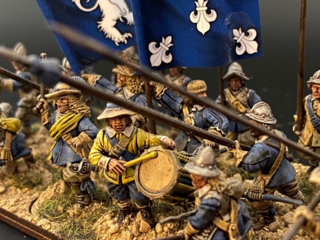 Swedish blue company pikes 6 close up of 28mm swedish blue company miniatures.