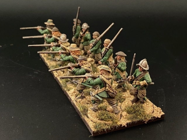 Swedish green company muskets 4 3/4 shot of Swedish green company with muskets.