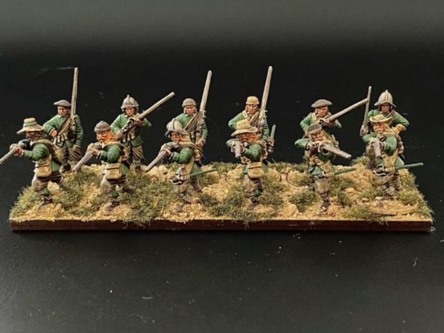 Swedish green company muskets 6 12 figures Swedish green company with muskets.