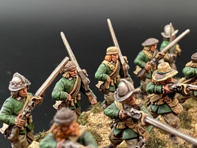 Swedish green company muskets 8 close up of Swedish green company with muskets.