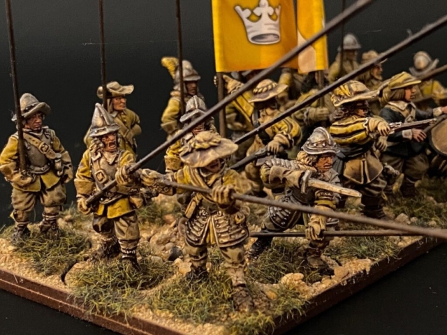 Swedish yellow company pike 3 close up of Swedish yellow company pikemen.