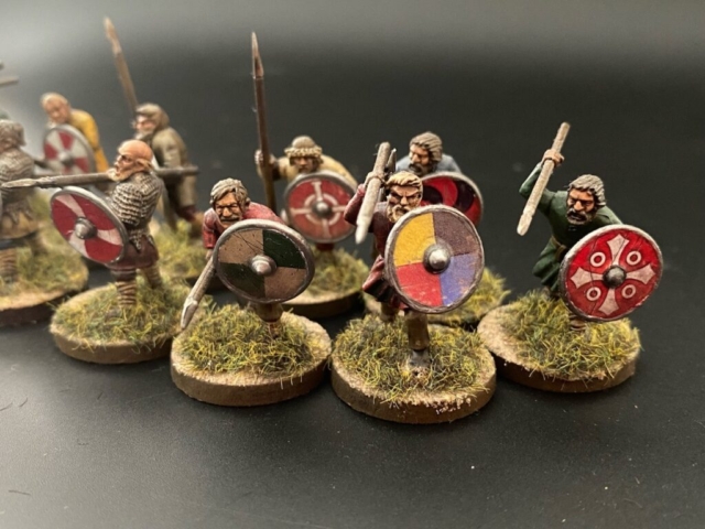Saxon Fyrd with shields and weapons.