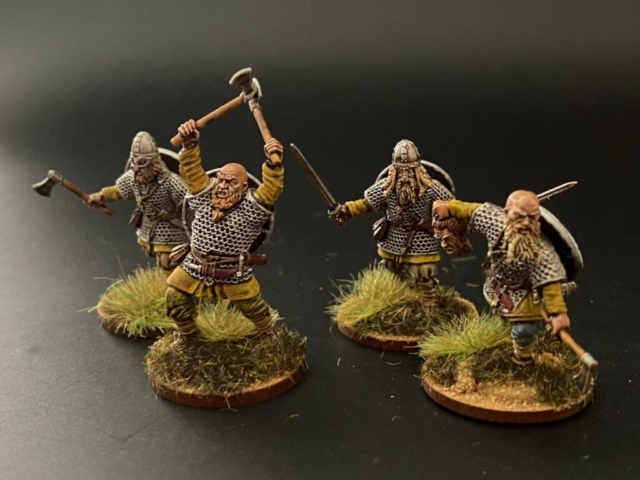 4 professionally painted and based 28mm victrix viking figures.